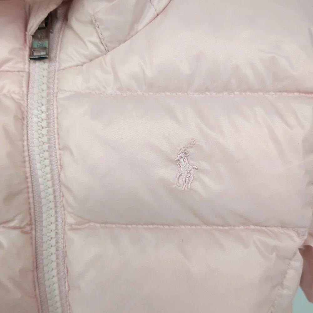 Ralph Lauren Toddler Girls Puffer Jacket Coat 24M Pink Down‎ Filled Hooded Zip
